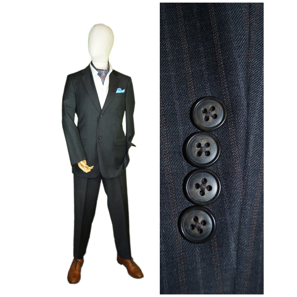 JOSEPH ABBOUD 42R 36W CHARCOAL GRAY STRIPED SUIT